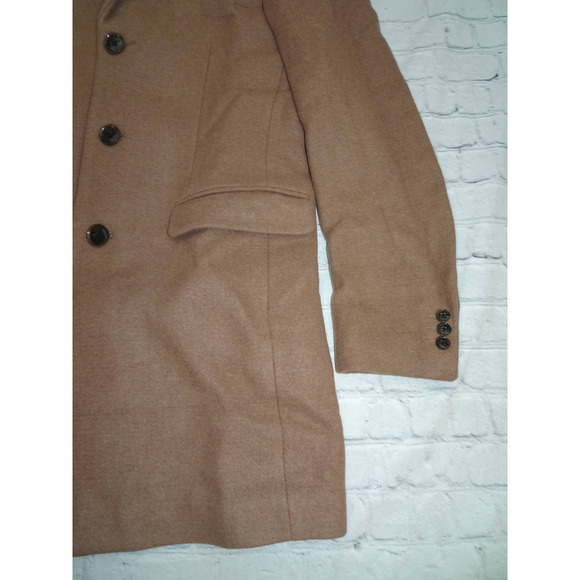 Find Men's Single Button Breasted Wool Peacoat Camel Brown Color, Sz M - Picture 6 of 9